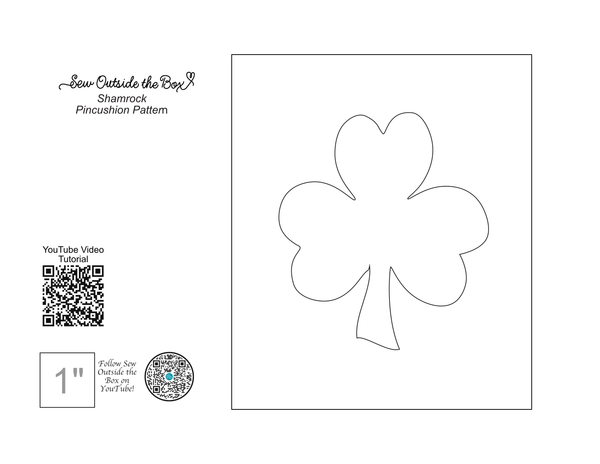 Photo of a line drawing with a shamrock to make a double sided wool appliqué pincushion.