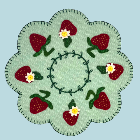 Strawberry Candle Mat Wool Appliqué Kit