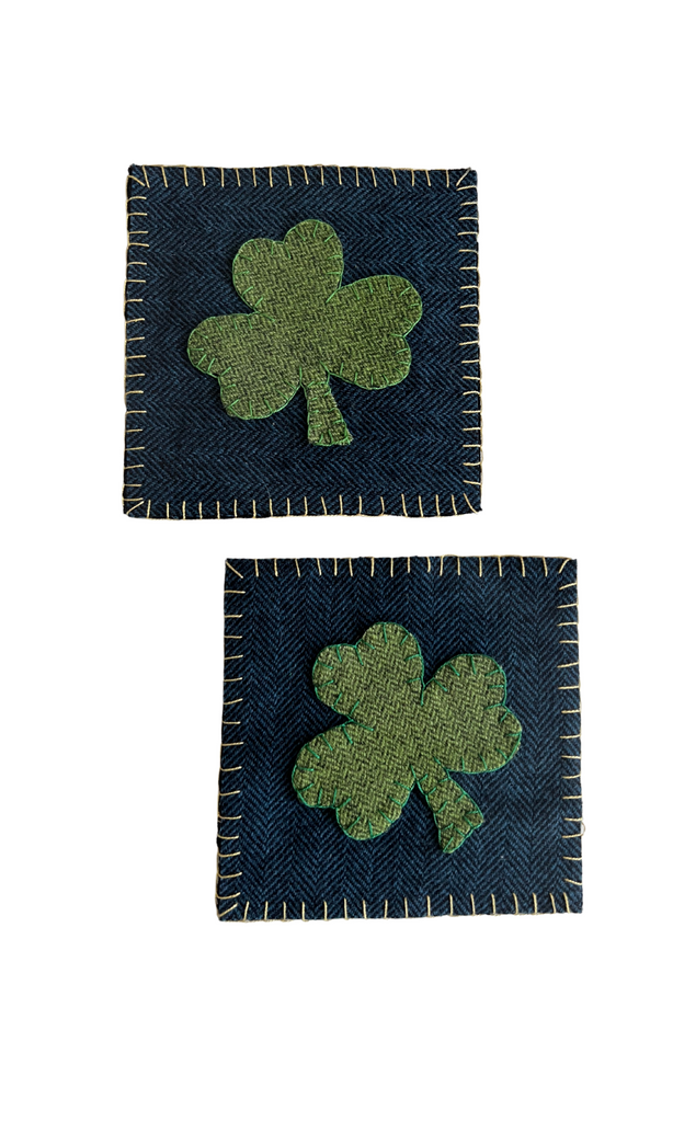 Wool Applique Shamrock Coaster and Pattern