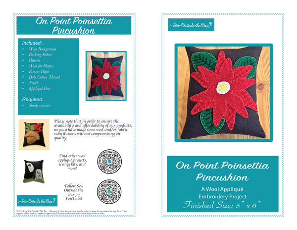 Photo of the front and back cover On Point Poinsettia wool appliqué instructions.