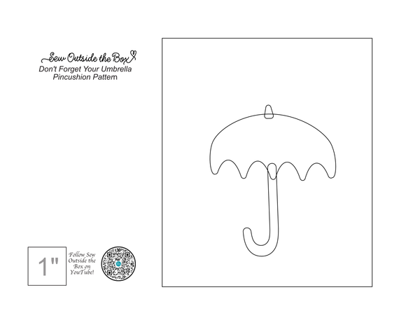 Photo of a line drawing umbrella for a wool appliqué pincushion.