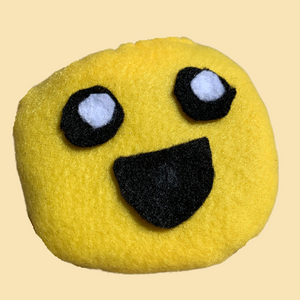 fleece emoji beanbag with smiling face