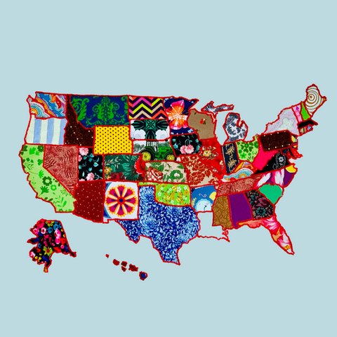 photo of fabric collage US map